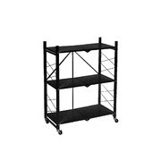 Foldable Storage Shelf Display Black 3 Tiers