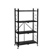 Foldable Storage Shelf Display Black 4 Tiers