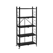 Foldable Storage Shelf Display Black 5 Tiers