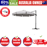 3m Outdoor Umbrella Cantilever 360 Degree Tilt Beach Roma Grey