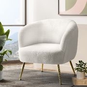 Armchair Lounge Chair Armchairs Sherpa Boucle Sofa White