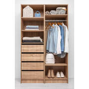 Three Shelf/Four Drawer Walk In Wardrobe - Fluted - Natural Oak