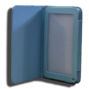 LeaderTab7 Folio Case Blue Faux Leather. Camera hole rear