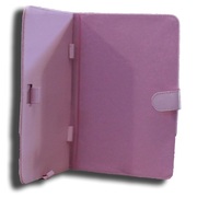 LeaderTab7 Folio Case Pink Faux Leather. Camera hole rear