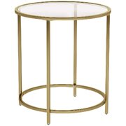 Gold Round Side Table With Golden Metal Frame Robust And Stable