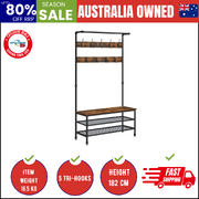 Coat Rack Stand With 9 Hooks And Shoe Rack With Industrial Style Sturdy Steel Frame 