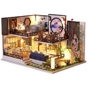 Dollhouse Miniature With Furniture Kit Plus Dust Proof And Music Movement - Bamboo Fragrance