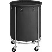 Steel Frame Laundry Basket Wheels, Black