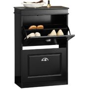 Shoe Cabinet 2 Drawers Storage Cupboard Black