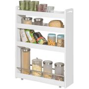 Slimline Rolling Storage Shelf, White