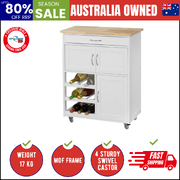 Kitchen Trolley With Wine Racks, Portable Workbench And Serving Cart