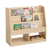 Kids Double Side Wooden Bookcase With Storage