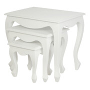 Queen Ann Nest of Table Set of 3 (White)