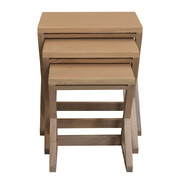 Solid Mindi Timber Nest of Tables - Set of 3 (Natural)