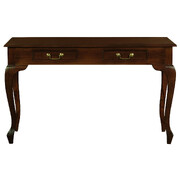 Queen Ann 2 Drawer Sofa Table (Mahogany)