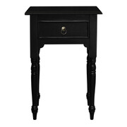 Turn Leg 1 Drawer Side Table  (Black)