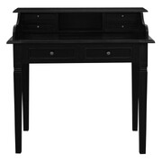 Winston 6 Drawer Solid Timber Writing Desk (Black)