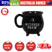 Witches Brew Black Cauldron Coffee Mug Cup With Moon & Stars