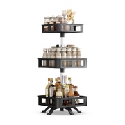 3 Tier Rotating Spice Rack Square Shape (Black)