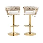 Ivory Velvet Bar Stools - Elegant & Cushioned (Set of 2)