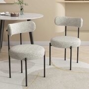 Luxe Boucle White Dining Chairs - Set of 2