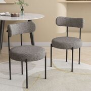 Plush Boucle Grey Dining Chairs - Set of 2