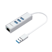 Aluminium 3 Port Superspeed Usb Hub With Gigabit Ethernet Adapter Silver 