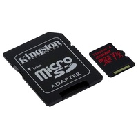 KINGSTON  Canvas React: MicroSD 256GB , 100MB/s read and 70MB/s write with SD adapter  SDCR/256GB