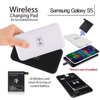 QI Wireless Charger Power Bank Charging Pad + Receiver for Samsung Galaxy S5 G900 Black