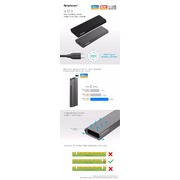 Simplecom SE513 NVMe PCIe (M Key) M.2 SSD to USB 3.1 Gen 2 Type C Enclosure 10Gbps Grey