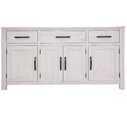 Buffet Table 158Cm 4 Door 3 Drawer Solid Mt Ash Timber Wood - White