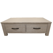 Coffee Table 127Cm 2 Drawer Solid Mt Ash Timber Wood - White