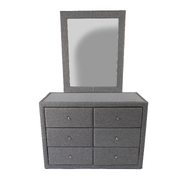 Dresser Mirror 6 Chest Of Drawers Bedroom Storage Cabinet - Light Grey