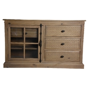 Dresser 5 Chest Of Drawers 1 Door Bed Storage Cabinet - Natural