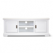 Etu Entertainment Tv Unit 160Cm 2 Door Solid Acacia Wood Coastal - White