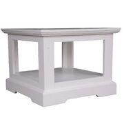 Lamp Side Table 60Cm Solid Acacia Timber Wood Coastal Furniture - White