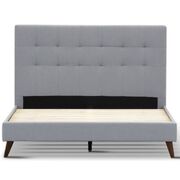 King Single Bed Platform Frame Fabric Upholstered Mattress Base - Grey