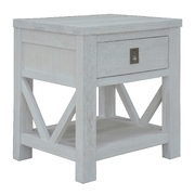 Bedside Tables Storage Cabinet Shelf Side End Table White Wash