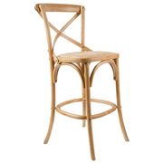 Crossback Bar Stools Dining Chair Solid Birch Timber Rattan - Oak