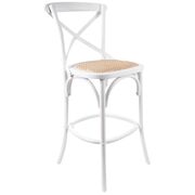 Crossback Bar Stools Dining Chair Solid Birch Timber Rattan - White