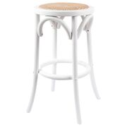 Round Bar Stools Dining Stool Chair Solid Birch Timber Rattan White