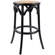 Round Bar Stools Dining Stool Chair Solid Birch Timber Rattan Black