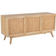 Buffet Table 150Cm 3 Door Solid Mango Wood Storage Cabinet Natural