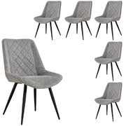 Dining Chair Set Of 6 Fabric Seat With Metal Frame - Granite