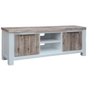 Entertainment Tv Unit 176Cm 2 Door Solid Acacia Timber -White Brush