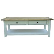 Coffee Table 130Cm 4 Drawers Solid Mango Wood Modern Furniture