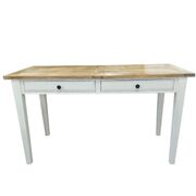 Desk Table 140Cm 2 Drawers Solid Mango Wood Modern Furniture