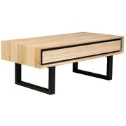 Coffee Table 120Cm 2 Drawers Solid Messmate Timber Wood - Natural