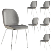 Dining Chair Set Of 6 Fabric Seat With Metal Frame - Grey