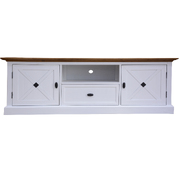 Etu Entertainment Tv Unit 180Cm Solid Pine Wood Hampton Style - Grey